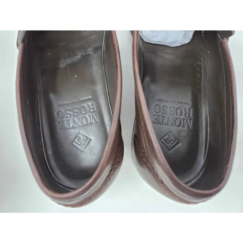 MONTE ROSSO MADE IN ITALY HORSEBIT LOAFER BROWN LEATHER MENS SIZE 7.52 M